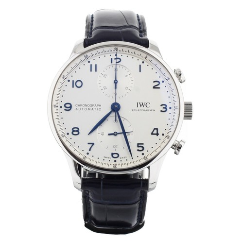 IWC Portugieser Chronograph Stainless Steel Silver Dial 41mm IW371605 Full  Set 7613375249276 | eBay
