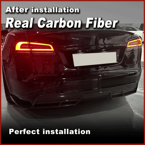 Für Tesla Model S 2021-2023 Carbon Heckdiffusor Diffuser Stoßstangen Heckansatz - Picture 9 of 18