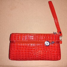 Faux Crocodile Red Clutch