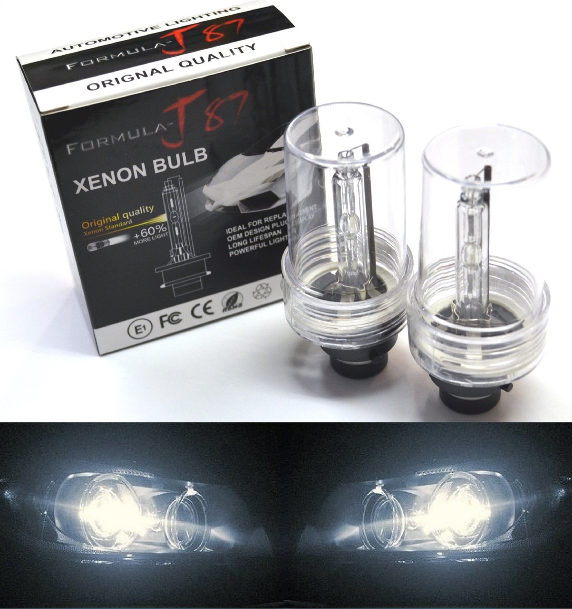 HID Xenon D2S Two Bulbs Head Light 4300K Stock Bi-Xenon Replace