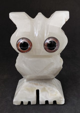 Vintage Hand Carved Greek Onyx Owl Ornament  Athens Greece 10.5cm Tall