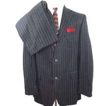 Jack Victor Collection Pure Wool Gray Striped Two Piece Mens Suit 38x30 42 L EUC