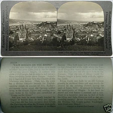 Keystone Stereoview Bingen on Rhine River, Germany From 600/1200 Card Set #339