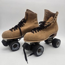 Vintage Riedell 130L Roller Skates Used Tan Suede Size 10 Sure-Grip, See Photos