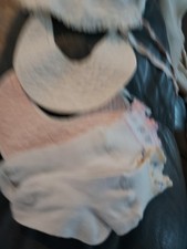 Vintage Baby DOLL Bibs Set Of Two One Bonnet Two pair of Cotton Anklets 1930's