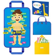 WATINC Body Parts Learning Portable Felt Story Board Set, 32PCS Medium, White
