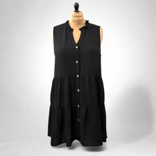 MITTOSHOP Black Sleeveless Tiered Mini Dress with Pockets, NEW! Size 2X