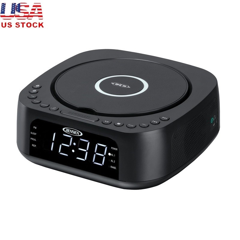 Stereo Digital Dual Alarm Clock Radio CD Player FM Radio W/ USB Aux Input