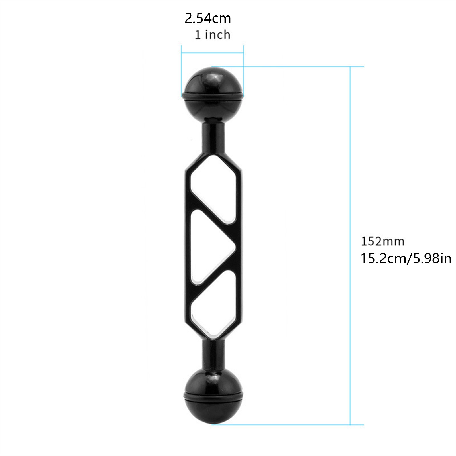 152mm Dual Ball Head 1" Joint Adapter Extension Arm For Action Video Camera