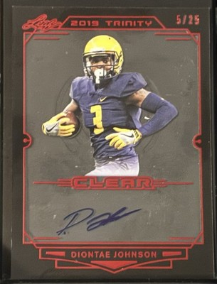 DIONTAE JOHNSON 2019 Leaf Trinity Clear CA-DJ2 AUTOGRAPH ON CARD AUTO /25