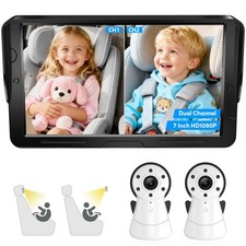 2-Kids Baby Car Camera Dual Monitor 7 Inch Display with Two Rear Facing Car...