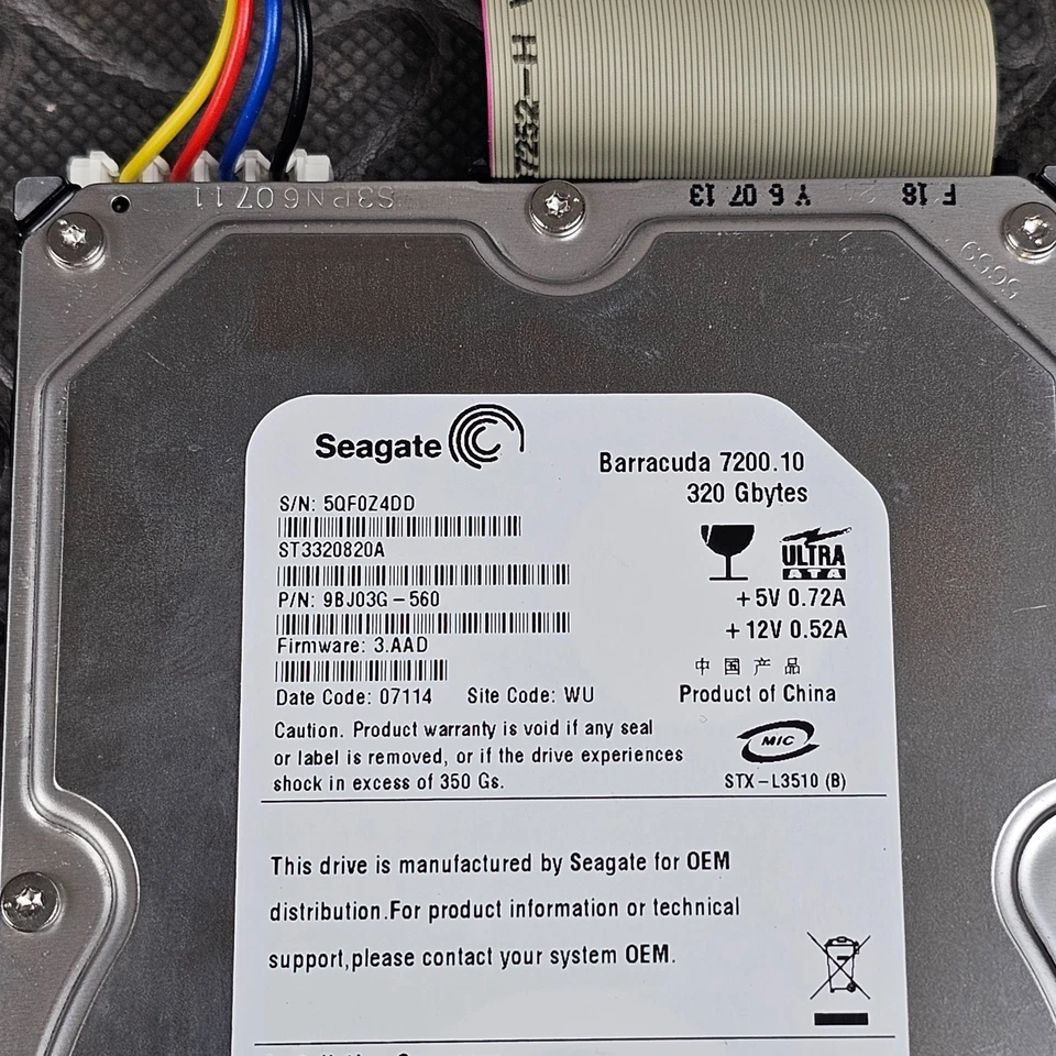 Seagate Barracuda 7200.10 250GB ST3250820A 7200RPM IDE PATA 3.5" HDD Hard Drive - Image 3 of 4