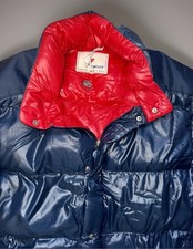 MONCLER Vintage 80’s XL Puffer Jacket Blue Red Grenoble Duvet Made In FR  “Rare”