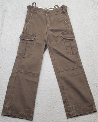 Gap Cargo Pants Kids Size 7 Brown Cotton Slim Fit Adjustable Waist Straight Leg
