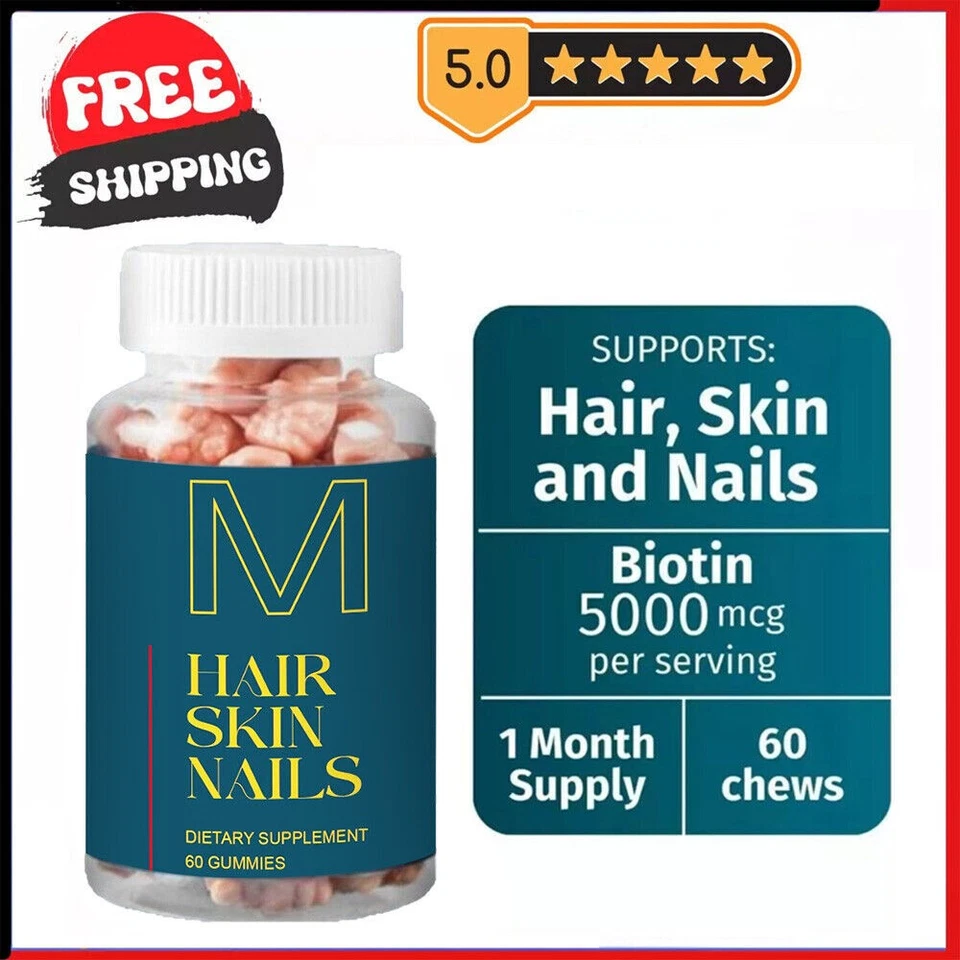 1-3 PACK Cabello Piel y Uñas Gomitas Apoya Cabello Saludable Vegano Biotina Vitaminas Foto 2 de 4