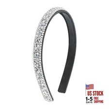 Rhinestone Headband Women Comb Headband with Teeth Fashion Bling Silver Grey