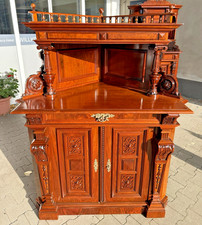 sehr schöner Gründerzeit Eckschrank Vitrine Nussbaum