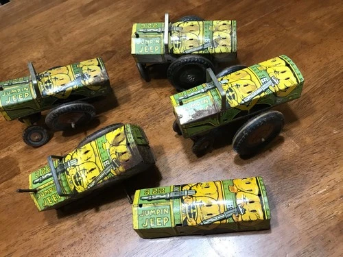 Lot Of Vintage Marx Jumpin Jeep Military Tin Litho Wind-up Toy Parts Only