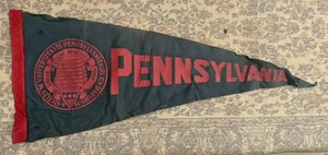 Rare Vintage University Pennsylvania Pennant  Sports 26” Red/Black