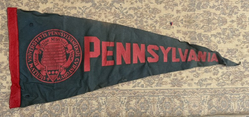 Rare Vintage University Pennsylvania Pennant  Sports 26” Red/Black