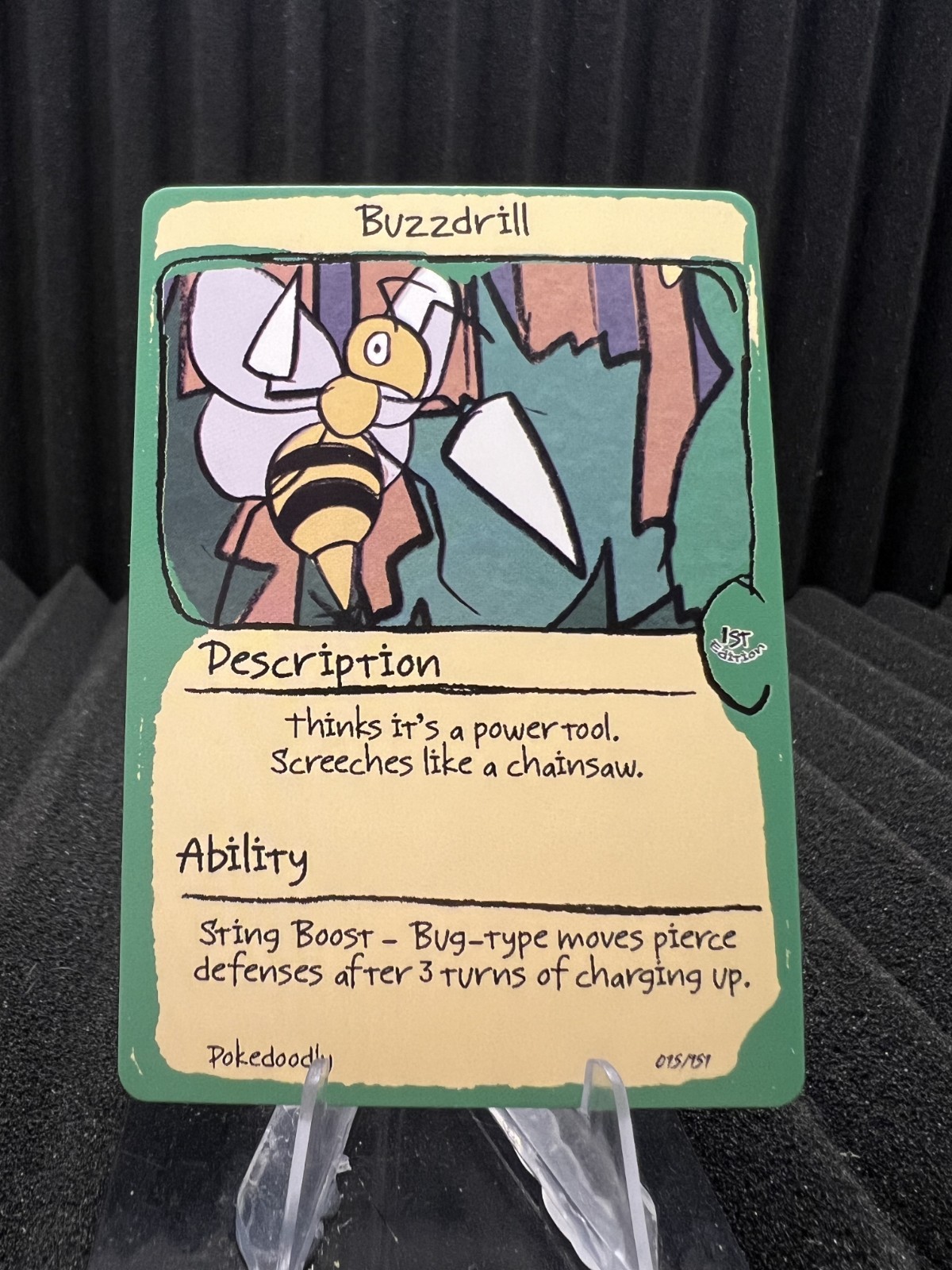 Buzzdrill (Beedrill) #15 - First Edition First Print PokeDoodly Fan Art- Pokemon