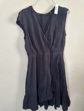 J Crew Faux Wrap Ruffle Dress size 6 Black L