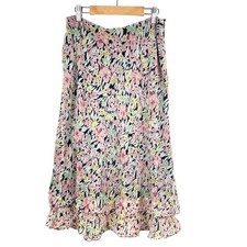 Vintage Y2K 90s Skirt Sz 8 Silk Forest Fairy Feminine Floral Midi Delicate Dark