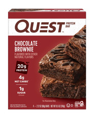 Quest Protein Bar, Chocolate Brownie, 20g Protein, Gluten Free, 4 Count