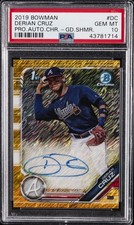 2019 BOWMAN PROSPECT AUTOS CHROME GOLD SHIMMER #DC DERIAN CRUZ #/50 PSA 10 AUTO