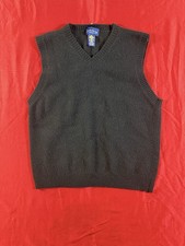 Club Room 100 Lambswool Sweater Vest Black V-Neck Men  s Size Medium Woolmark
