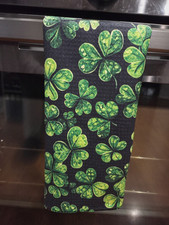 St Patrick's Shamrock Kitchen Waffle Weave Towel Green Black 20x20