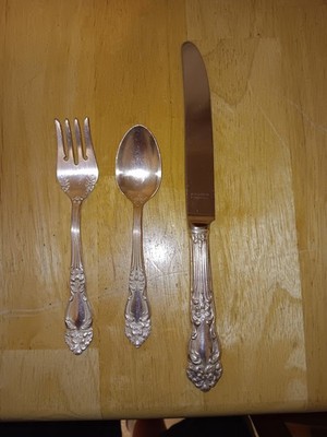 Reed & Barton FESTIVITY TigerLily 1945 Silverplate Fltwre Knife,sm spoon,sm fork