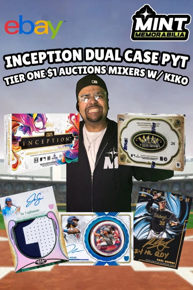 DUAL CASE 2025 TOPPS INCEPTION PYT & 2026 TIER ONE $1 AUCTION MIXERS w/KIKO