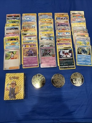 Deck Of 55 Pokemon TCG Cards & Deck Of Fan Art Foil Cards & 3 Collectible Coins