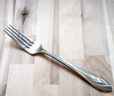 Dansk Basketweave 8" Dinner Fork Glossy Stainless Art Deco Japan