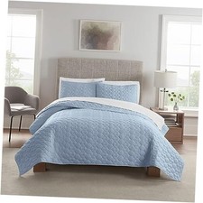 Simply Comfort Soft Modern 2 Piece Solid Bedding Quilt Twin/Twin XL Light Blue