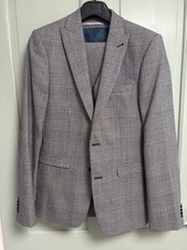 Men’s Montague Burton 100% Wool Prince Of Wales Check 3 Piece Suit Size 36R