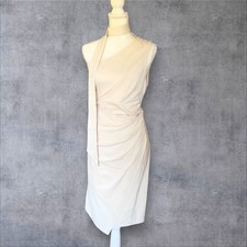 Grace Karin One Shoulder Dress Womens XL Beige Stretch Ruched Side Midi NWT