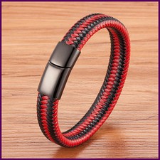 Bracciale Uomo Pelle XQNI Classic Timeless 3 Colori Bottone Acciaio Inox