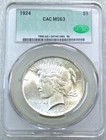 1924 Peace Dollar CACG MS63 CAC Frosty White Just Graded New Holder #Z551J