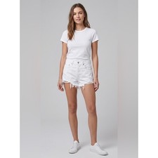 AGOLDE White Parker Vintage High Rise Distressed Cut-Off Denim Shorts