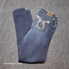 Big Star Maddie Skinny Dark Blue Jeans Size 29 Regular Low Rise Whiskered