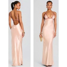 RETROFETE Mille Sequin Embellished Satin Pink Maxi Dress Size Small