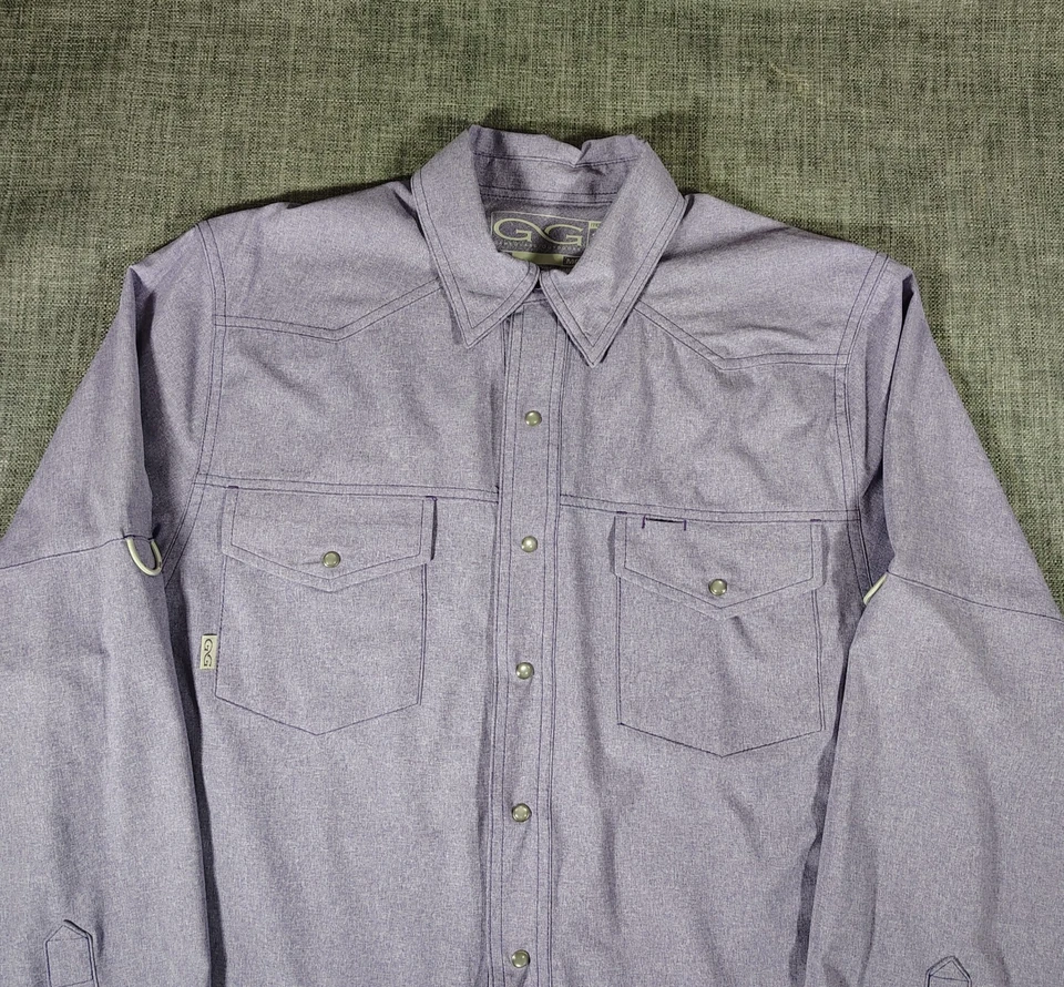 GameGuard 1062 Shirt Mens MED Purple Pearl Snap Western Outdoor Fishing Vented - Image 4 of 4