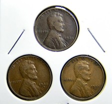 1935-P 1935-D 1935-S  Lincoln Wheat Copper Penny Cent - 3 Coin Set [USP-185]
