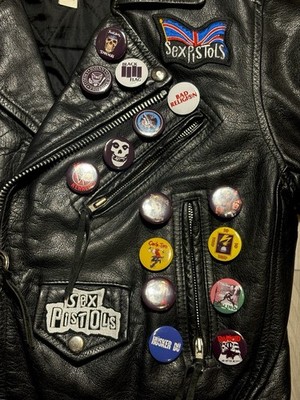 VTG 80s Sex Pistols Punk Rock Leather Jacket Studded Spiked