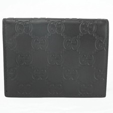 Gucci 410120 CWC1G 1000 Leather Compact Bifold Wallet Card Case Black Used