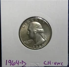 1964-D Silver Washington Quarters Uncirculated  ( Lite Toning )