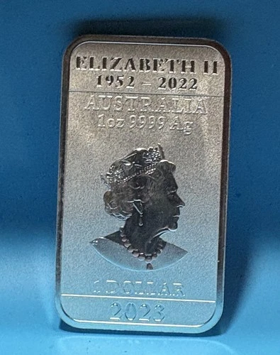 2023 AUSTRALIA PERTH MINT .9999 Fine Silver 1 OZ Bar Elizabeth ll • Dragon ⭐️
