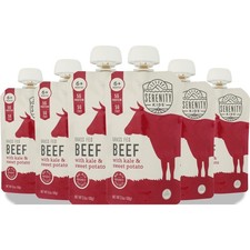 Serenity Kids Baby Food Pouch Grass Fed Beef Kale Sweet Potato 3.5 Oz 6 Pack